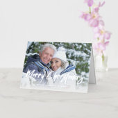 Moderne Brush Script Prettig Kerstmis Foto Folie Feestdagenkaart (Orchidee)