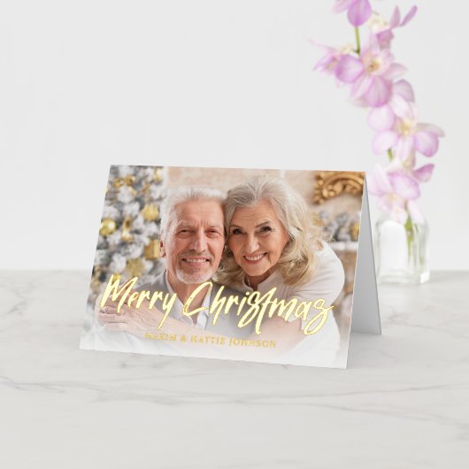 Moderne Brush Script Prettige Feestdagen Foto (Orchidee)