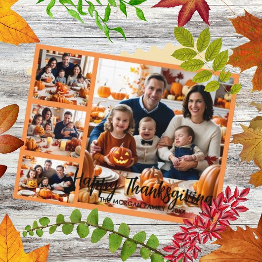 Moderne Brush Script Thanksgiving 4 Fotokaart Briefkaart
