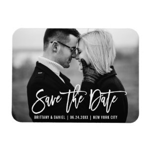 Moderne Brush Script Trendy Save The Date-foto Magneet