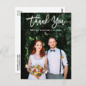 Moderne Brush Script Trouw Bruid Bruidegom Foto Wt Briefkaart (Voorkant / Achterkant)