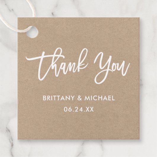 Moderne Brush Script Trouw Kraft Bedankt Bedankjes Labels (Voorkant)