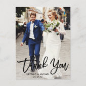 Moderne Brush Script | Trouwfoto Bedankt Briefkaart (Voorkant)