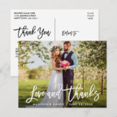 Moderne Brush Script Trouwfoto Liefde Dankjewel Briefkaart (Voorkant / Achterkant)