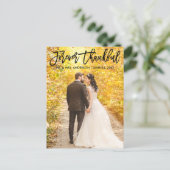 Moderne Brush Script Voor altijd dankbaar Trouwfot Briefkaart (Staand voorkant)