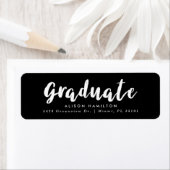 Moderne Brush Script Zwart-Wit Afstuderen Etiket (Insitu)