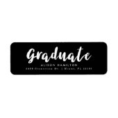 Moderne Brush Script Zwart-Wit Afstuderen Etiket (Voorkant)