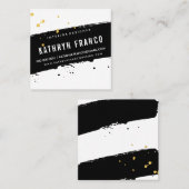 MODERNE BRUSH STROKE stijlvolle zwart gouden splat Vierkante Visitekaartje (Voorkant / Achterkant)