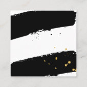 MODERNE BRUSH STROKE stijlvolle zwart gouden splat Vierkante Visitekaartje (Achterkant)