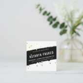 MODERNE BRUSH STROKE stijlvolle zwart gouden splat Vierkante Visitekaartje (Staand voorkant)