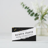 MODERNE BRUSH STROKE stijlvolle zwart gouden splat Visitekaartje (Staand voorkant)