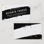 MODERNE BRUSH STROKE stijlvolle zwart gouden splat Visitekaartje (Voorkant / Achterkant)