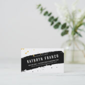 MODERNE BRUSH STROKE stijlvolle zwart gouden splat Visitekaartje (Staand voorkant)