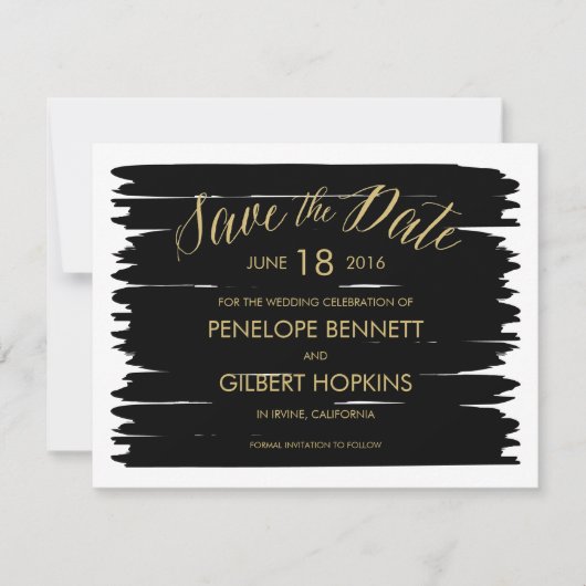 Moderne Brush Strokes bruiloft uitnodiging (Voorkant)