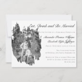 Moderne Brushstroke foto bruiloft repetitie diner Kaart (Voorkant)