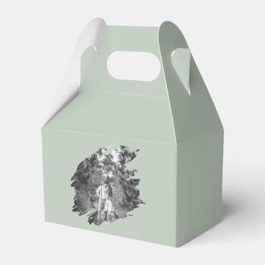 Moderne Brushstroke Fotobruiloft | Sage Green Bedankdoosjes (Achterkant)