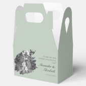 Moderne Brushstroke Fotobruiloft | Sage Green Bedankdoosjes (Geopend)