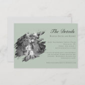 Moderne Brushstroke Fotobruiloft | Sage Green Informatiekaartje (Voorkant / Achterkant)