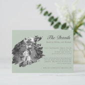 Moderne Brushstroke Fotobruiloft | Sage Green Informatiekaartje (Staand voorkant)