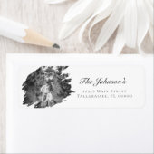 Moderne Brushstroke Fotobruiloft | Wit adres Etiket (Insitu)