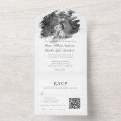 Moderne Brushstroke Fotobruiloft | Wit All In One Uitnodiging (Binnen)