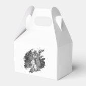 Moderne Brushstroke Fotobruiloft | Wit Bedankdoosjes (Achterkant)