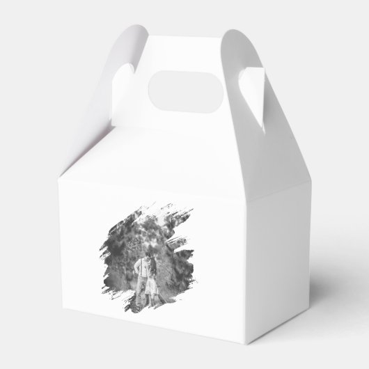 Moderne Brushstroke Fotobruiloft | Wit Bedankdoosjes (Achterkant)