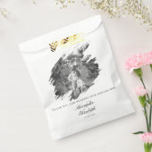 Moderne Brushstroke Fotobruiloft | Wit Bedankzakje (Gezegeld)