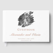 Moderne Brushstroke Fotobruiloft | Wit Gastenboek (Voorkant)
