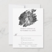 Moderne Brushstroke Fotobruiloft | Wit RSVP Kaartje (Voorkant)