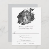 Moderne Brushstroke Fotobruiloft | Wit RSVP Kaartje (Voorkant / Achterkant)