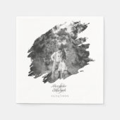 Moderne Brushstroke Fotobruiloft | Wit Servet (Voorkant)