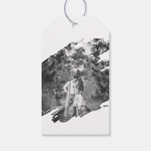 Moderne Brushstroke Fotobruiloft | wittegunst Cadeaulabel (Achterkant)