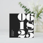 Moderne brutale zwarte bruidsdatum huwelijk save the date (Staand voorkant)