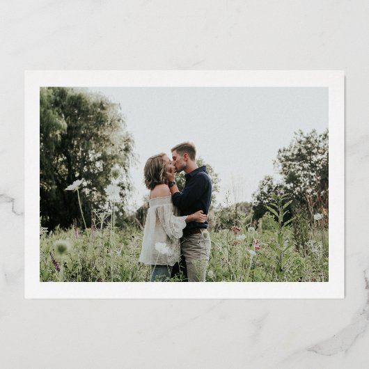 Moderne brute foto's bewaren de datum goud folie uitnodiging (Achterkant)