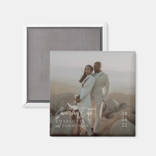 Moderne brute foto's bewaren de datum magneet (Voorkant / Achterkant)