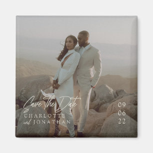 Moderne brute foto's bewaren de datum magneet