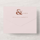 Moderne bruusroze QR-code bruiloften All In One Uitnodiging (Achterkant)