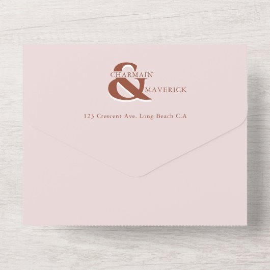 Moderne bruusroze QR-code bruiloften All In One Uitnodiging (Achterkant)