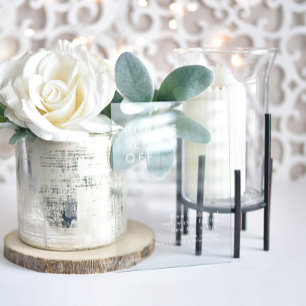 Moderne bubbel stuurt huwelijksreceptie uit acryl bord