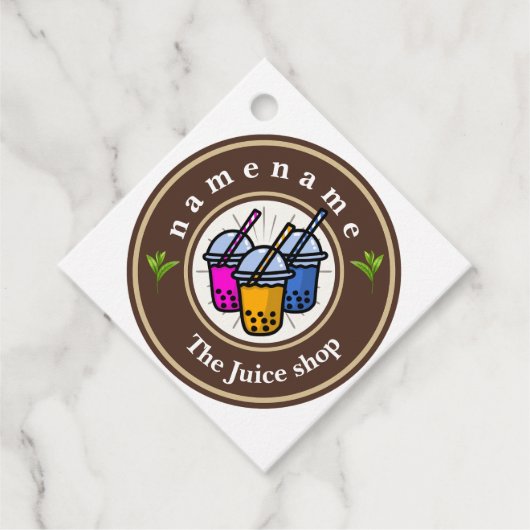 Moderne Bubble Theemelkwinkel Café Personeelsnaam  Bedankjes Labels (Voorkant)