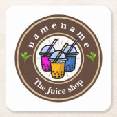 Moderne Bubble Theemelkwinkel Café Personeelsnaam  Kartonnen Onderzetters (Voorkant)