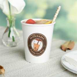 Moderne Bubble Theemelkwinkel Café Personeelsnaam  Papieren Bekers