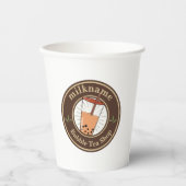 Moderne Bubble Theemelkwinkel Café Personeelsnaam  Papieren Bekers (Voorkant)