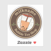 Moderne Bubble Theemelkwinkel Café Personeelsnaam Sticker (Vel)