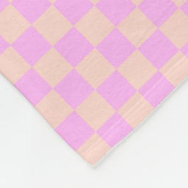Moderne Bubblegum/Perzik Schachbrett Fleece Deken