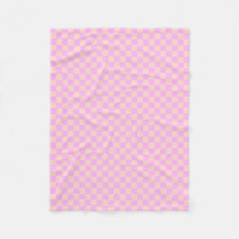 Moderne Bubblegum/Perzik Schachbrett Fleece Deken
