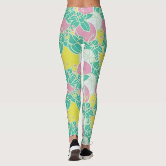 Moderne Bud & Flower Bold Patroon Athleisure Leggings (Achterkant)