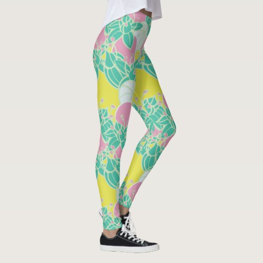 Moderne Bud & Flower Bold Patroon Athleisure Leggings (Rechts)