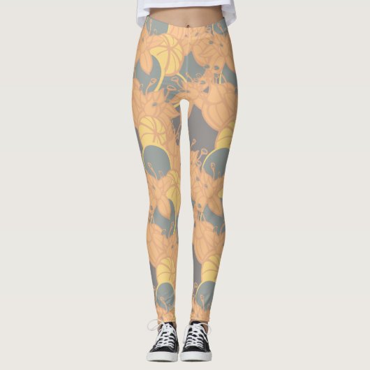 Moderne Bud & Flower Bold Patroon Athleisure Leggings (Voorkant)